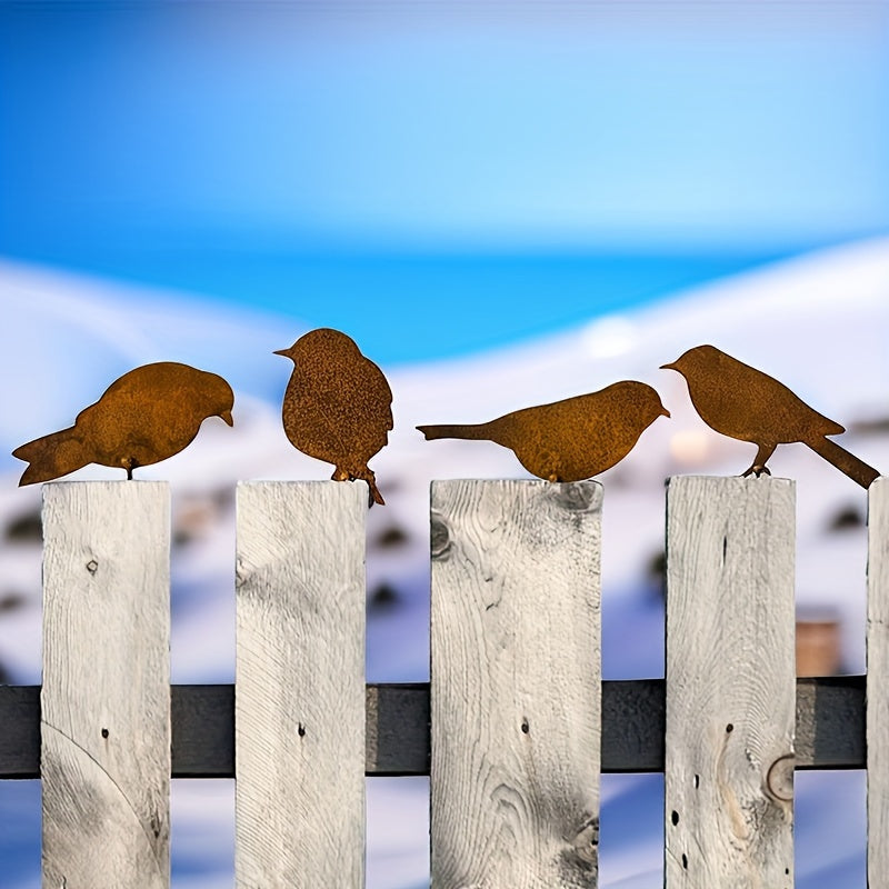 4pcs Garden Bird Silhouette Metal Craft Outdoor Yard Decoration