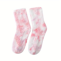 Tie Dye Print Fuzzy Socks Women's Stockings