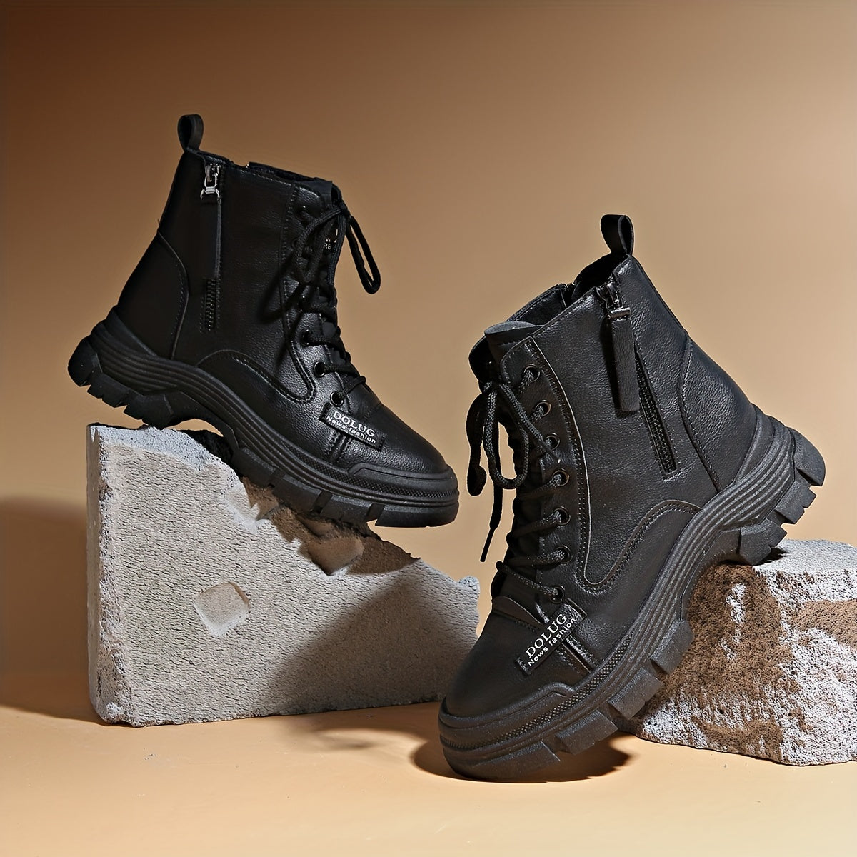 Women's Retro Thick Bottom Boots Lace Up Comfortable Shoes
