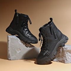 Women's Retro Thick Bottom Boots Lace Up Comfortable Shoes