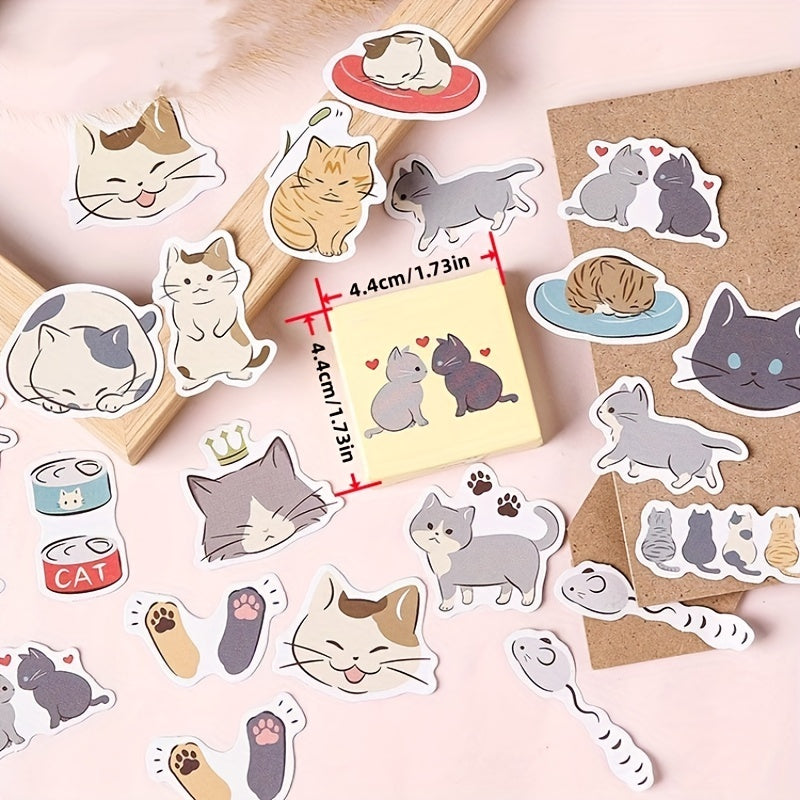 45pcs Cat Diary Album Decorative Sealing Stickers DIY Stickers