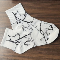 Lightning Print Socks - Women's Mid Tube Stockings