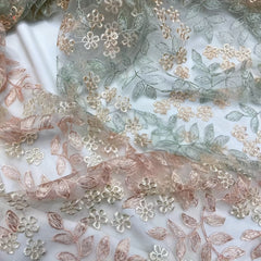 Mesh Sequin Embroidery Lace Fabric for DIY Hanfu Dress