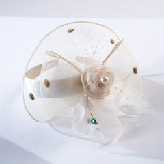 Mesh Flower Faux Feather Headband for Cocktail Tea Party