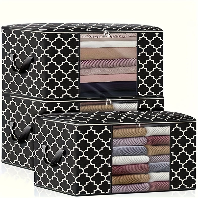 3pcs Non-woven Storage Bag Quilt Clothes Storage Bag Moving Luggage Packing Bag