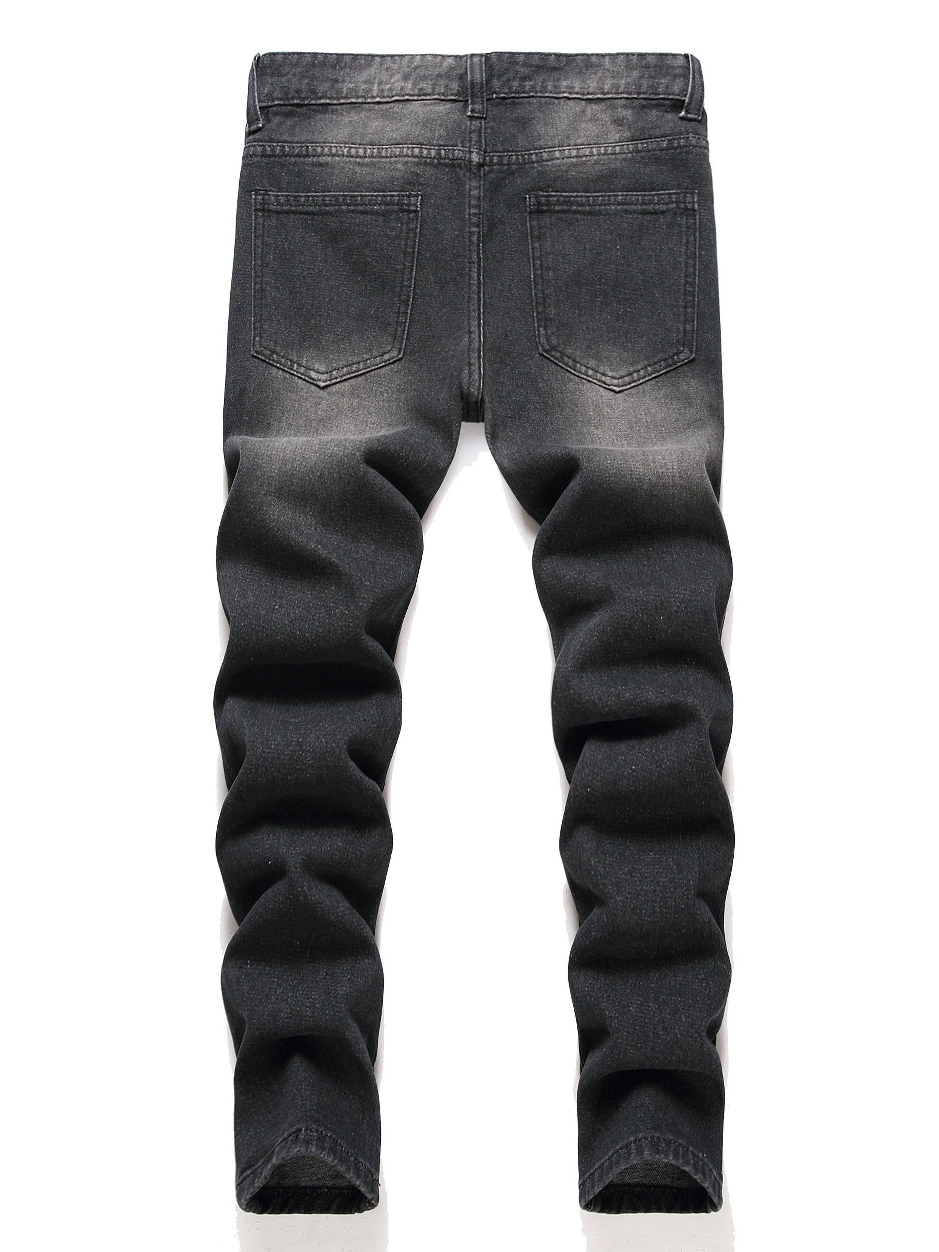 Boys Ripped Distressed Stretch Jeans Skinny Slim Fit Washed Denim Pants