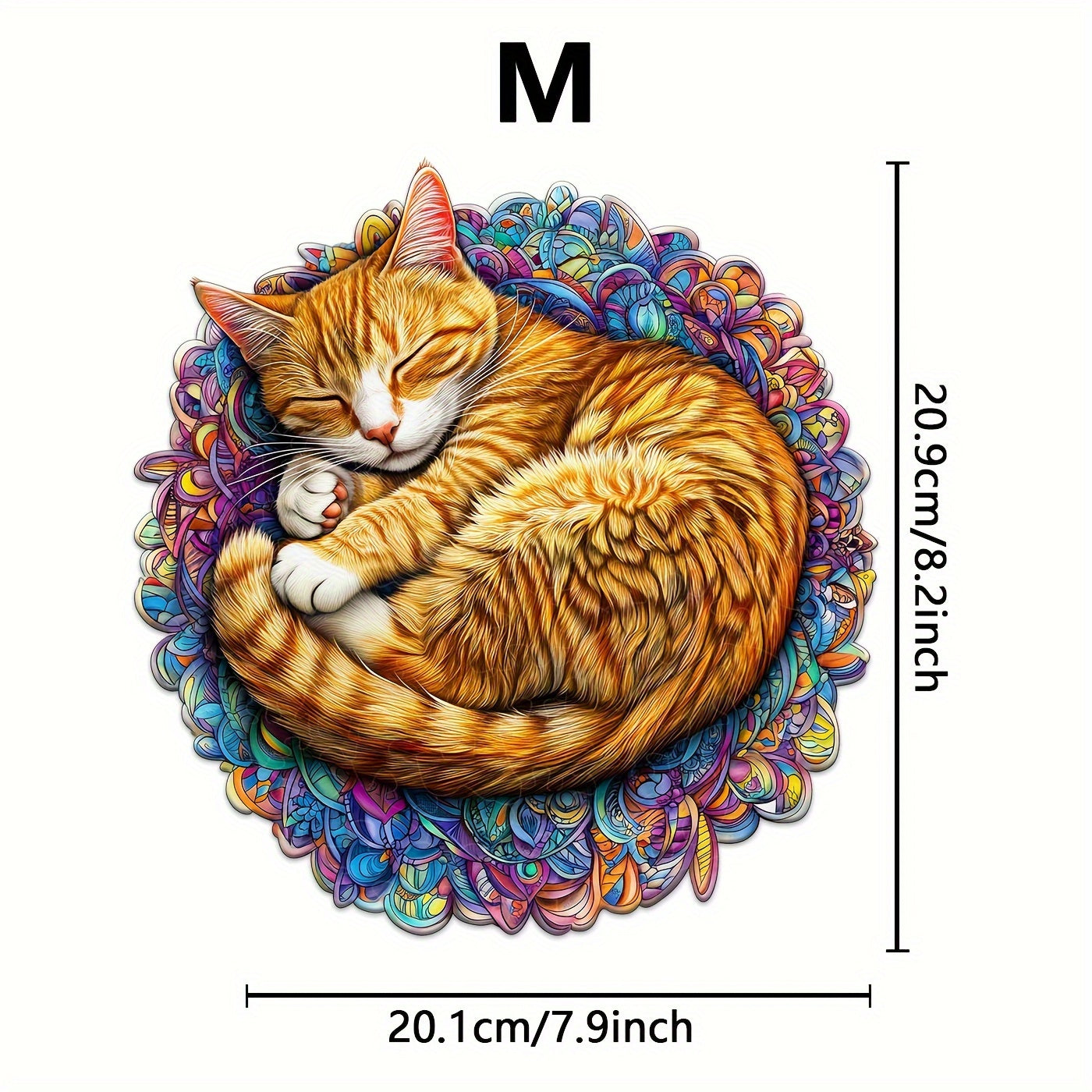 Colorful Dreaming Cat Wooden Puzzle Animal Shaped Jigsaw Brain Exercise