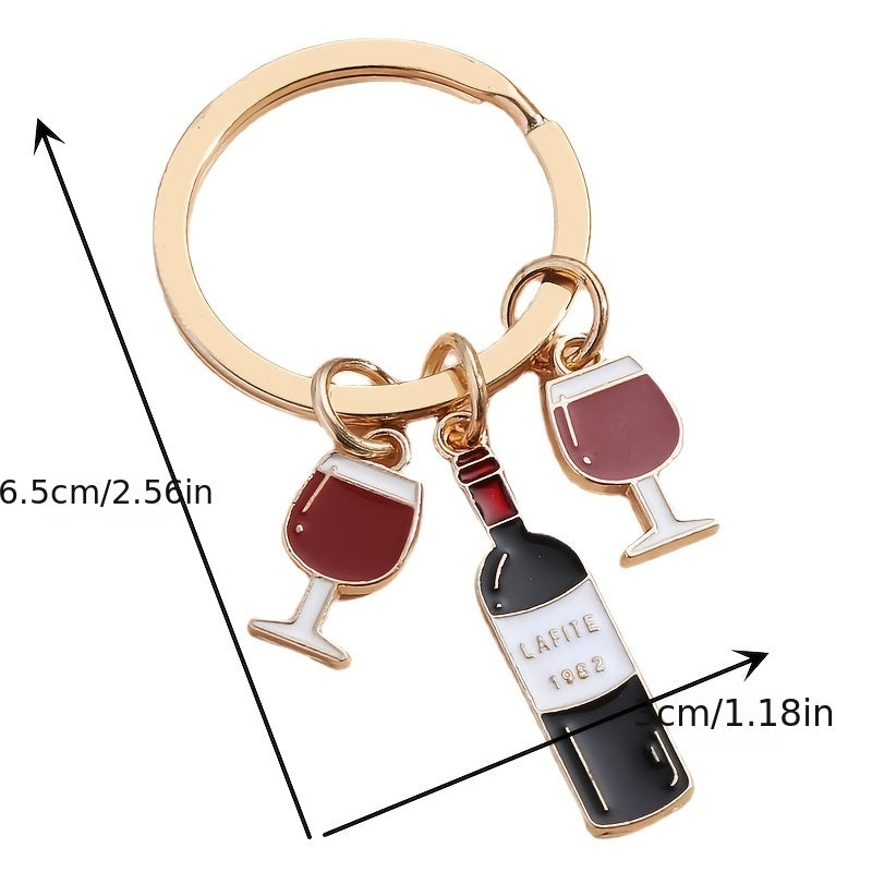 Vintage Wine Beer Drink Bag Key Chain Ornament Charm Accessories