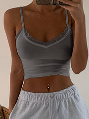 Lace Cami Top Sexy V Neck Slim Fit Sleeveless Top Women's Lingerie