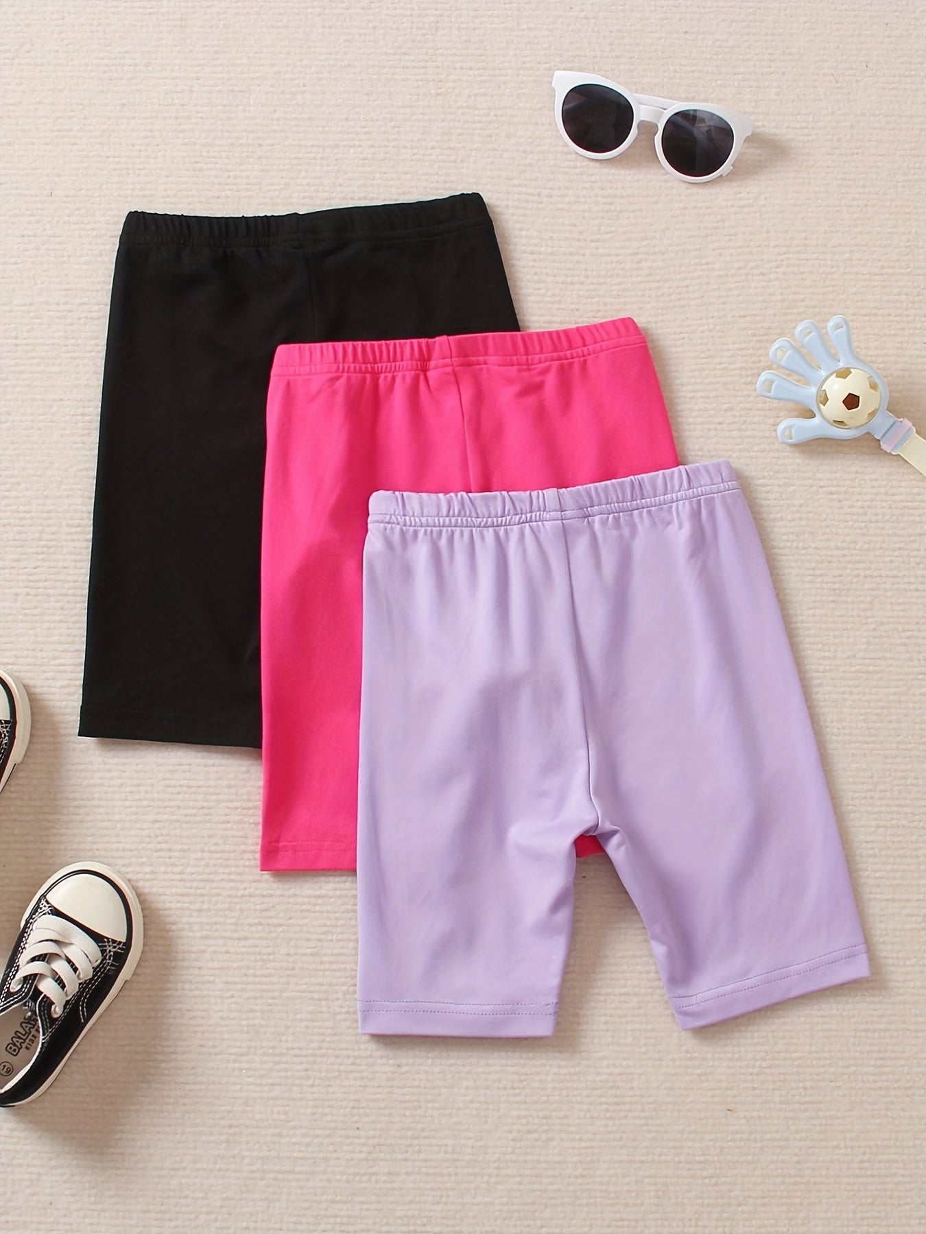 3pcs Girl's Bike Shorts Set Summer Casual Outfit