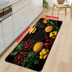 Vegetables Grains Kitchen Mat Colorful Pattern Carpet Realist Style Washable Rug