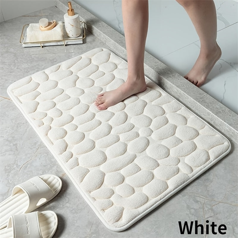 Memory Foam Bath Rug Cobblestone Embossed Bathroom Mat