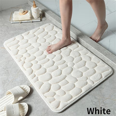 Memory Foam Bath Rug Cobblestone Embossed Bathroom Mat