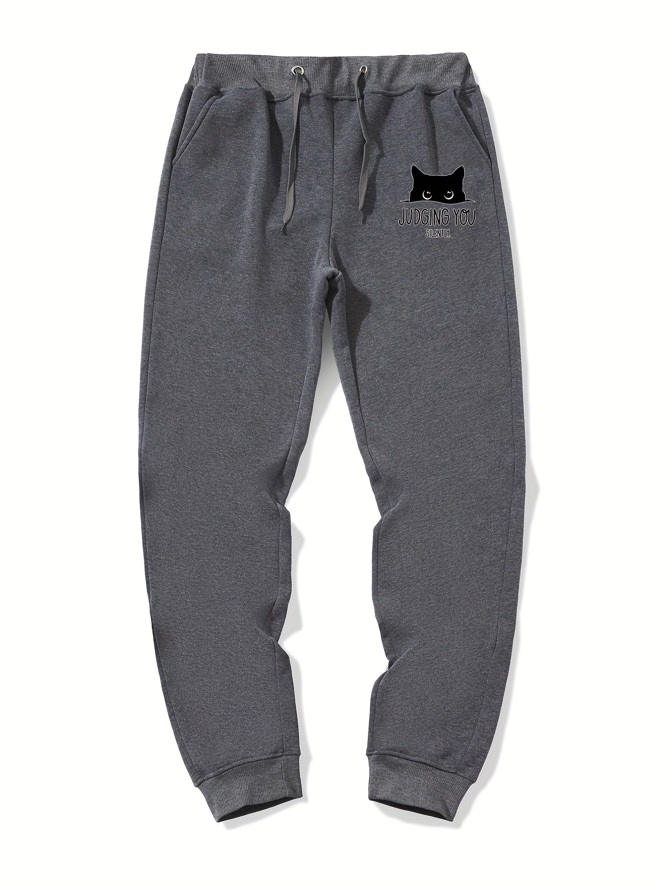 Cat Judging You Print Men's Drawstring Sweatpants