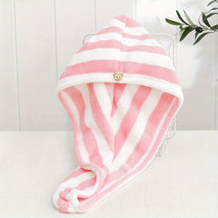 Microfiber Hair Towel Soft Drying Cap Striped Absorbent Quick Wrap Long Hair