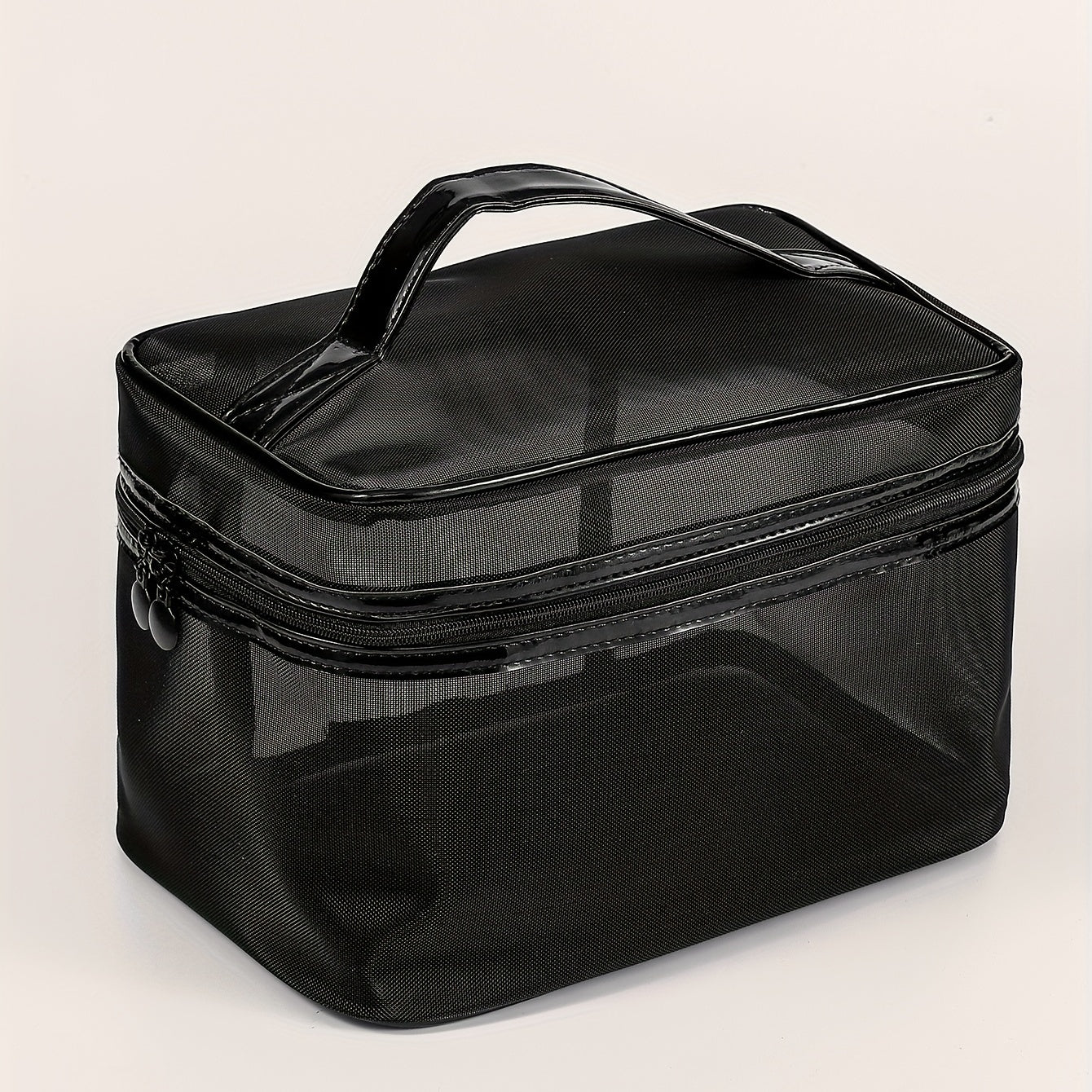 Clear Mesh Square Makeup Bag With Handle Portable Cosmetic Bag