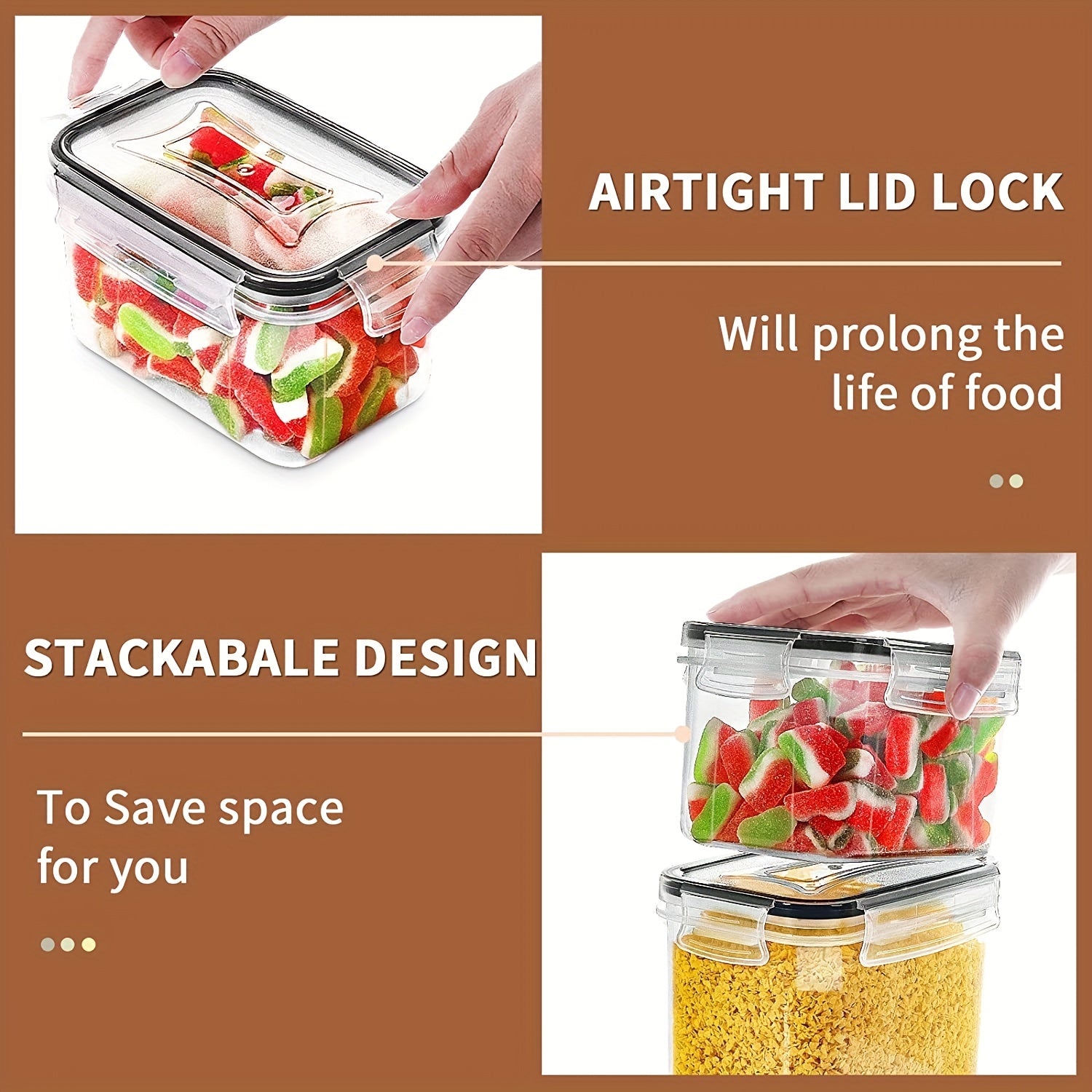 8pc Airtight Food Storage Containers with Lids for Flour Sugar Cereal