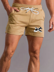 Plane Graphic Print Men's Casual Shorts Elastic Waist Drawstring Sports Shorts