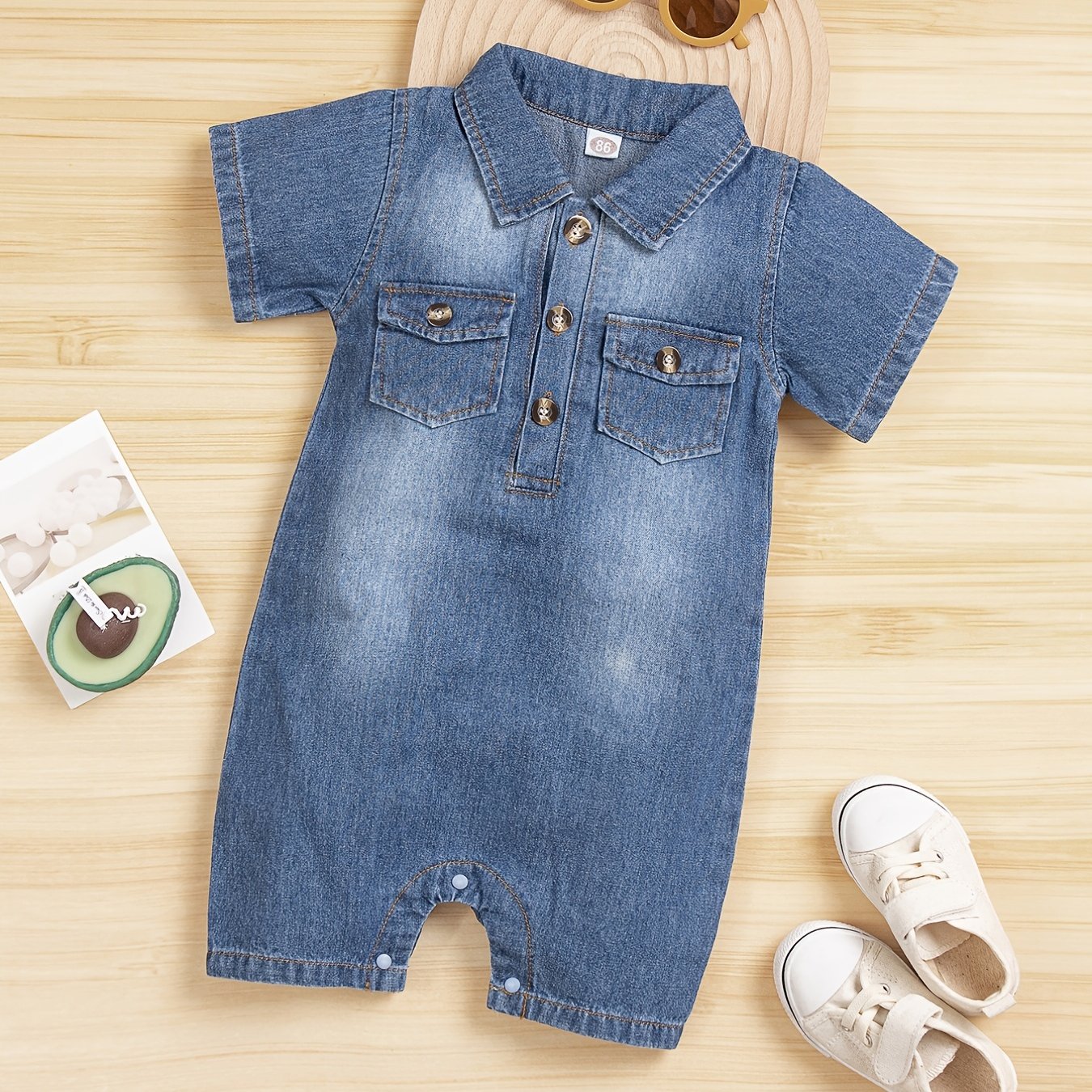 Baby Boys Denim Romper Short Sleeves Comfortable Baby Summer Clothes