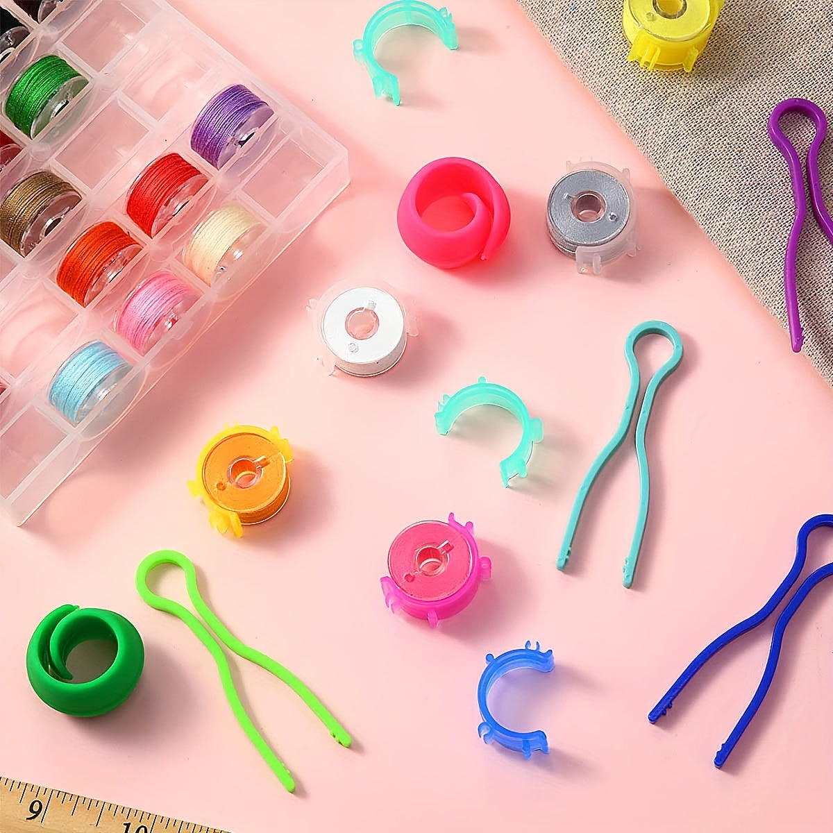 Transparent Sewing Thread Spools Clips - Set of 80