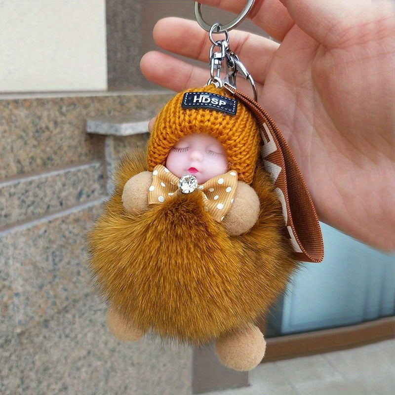 Faux Fur Fox Ball Doll Keychain Bag Accessory