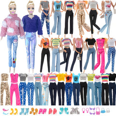 12pcs Doll Clothing Set for 11.5 In Dolls - Tops, Pants, Accessories - Fun