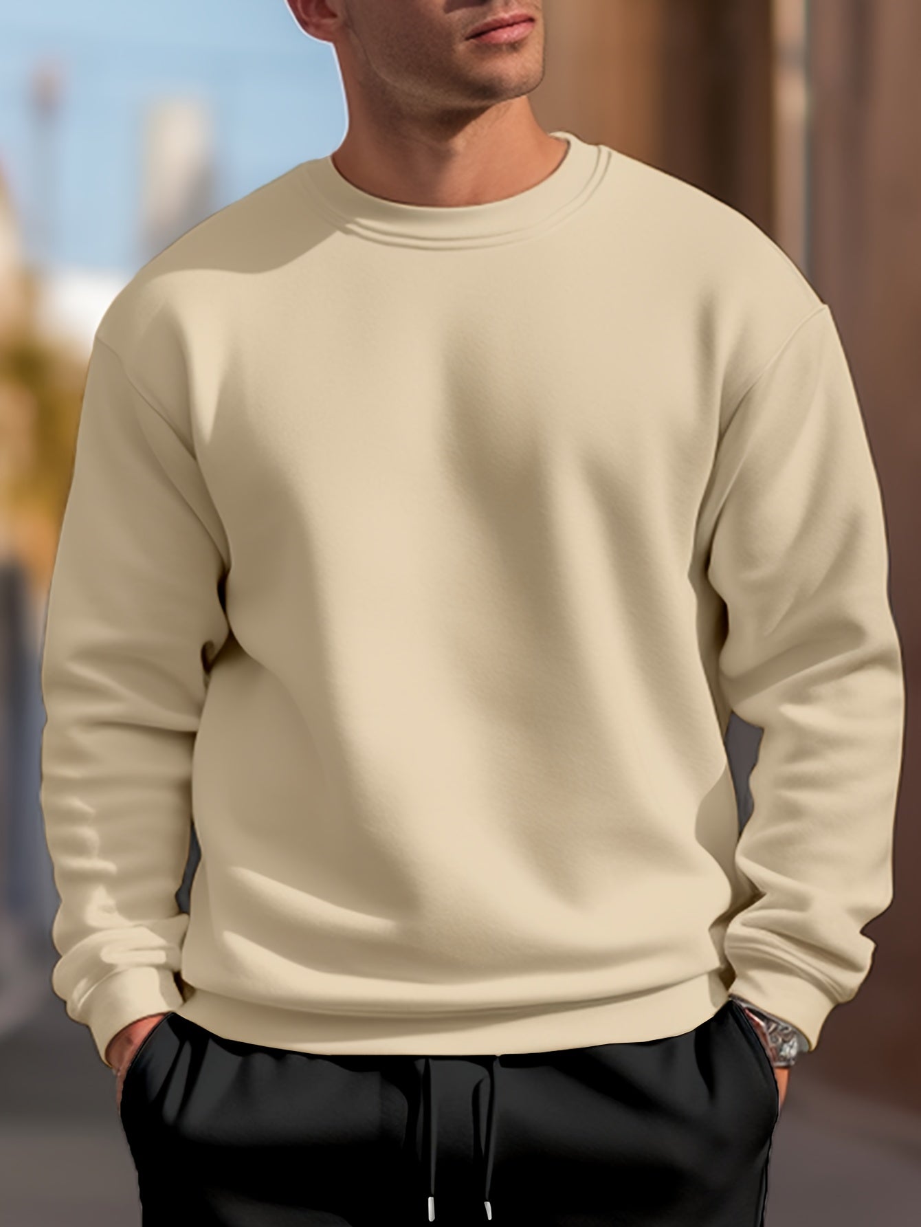 Men's Round Neck Sweatshirt Loose Pullover Autumn Winter