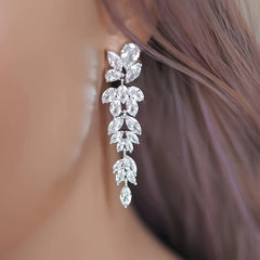 Long Floral Earrings for Women, Niche Dress Ear Jewelry