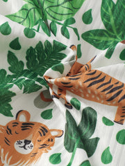 Animal Graphic Print Short Sleeve Romper Jumpsuit for Baby Boys & Girls