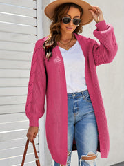 Twist Pattern Open Front Long Sleeve Cardigan