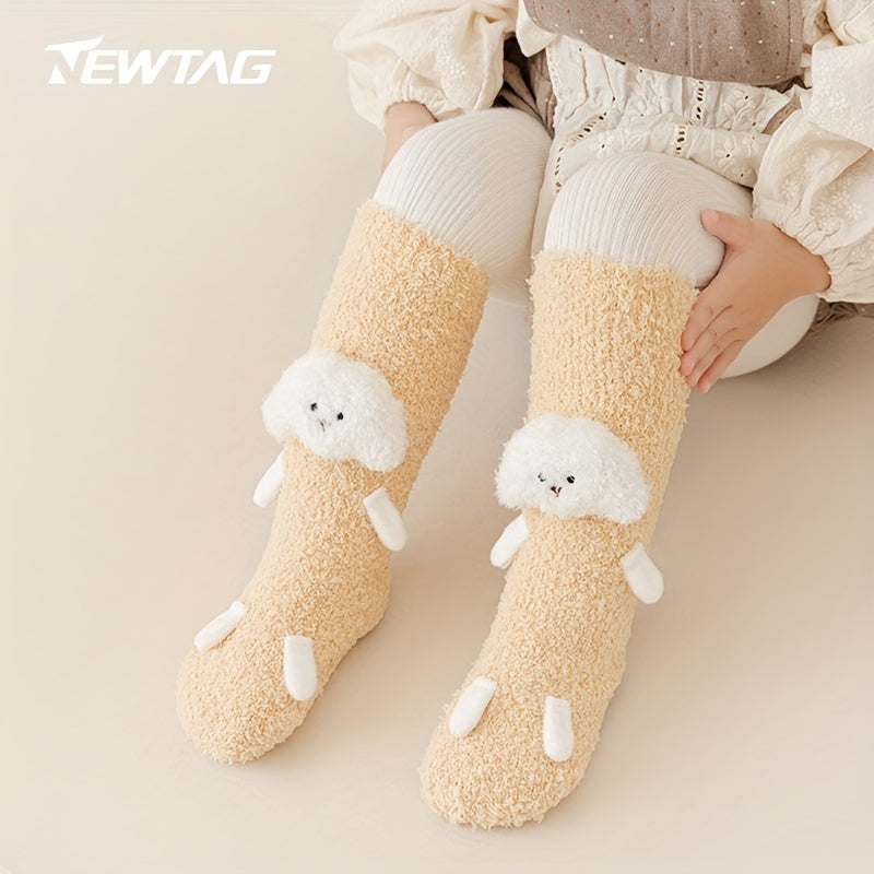 Baby Girl's Non-slip Winter Solid Plush Sleep Socks