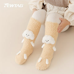 Baby Girl's Non-slip Winter Solid Plush Sleep Socks