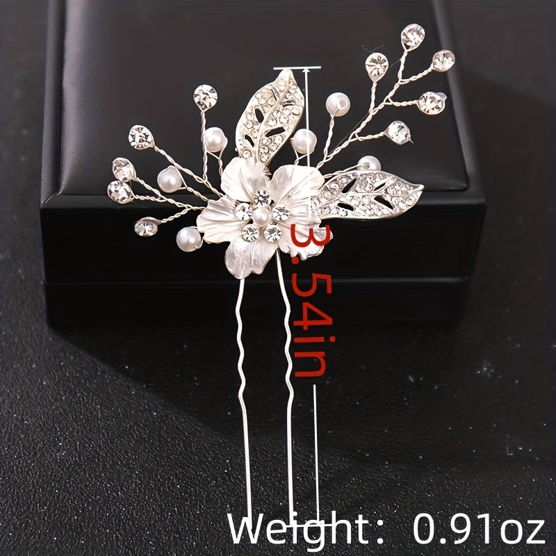 Faux Pearl Hair Jewelry Flower Hairpins Rose Golden Silvery Hair Clip Wedding