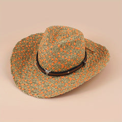 Braided Cow Head Strap Sun Hat Cowboy Style Sun Hat
