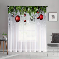Leaf Balloon Pattern Sheer Curtain Christmas Decoration