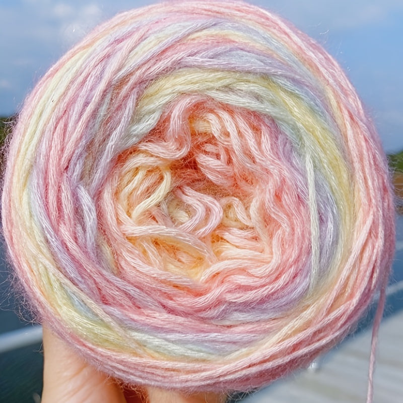 Gradient Mohair Yarn Colorful Beanie Soft Knitting Crochet Yarn