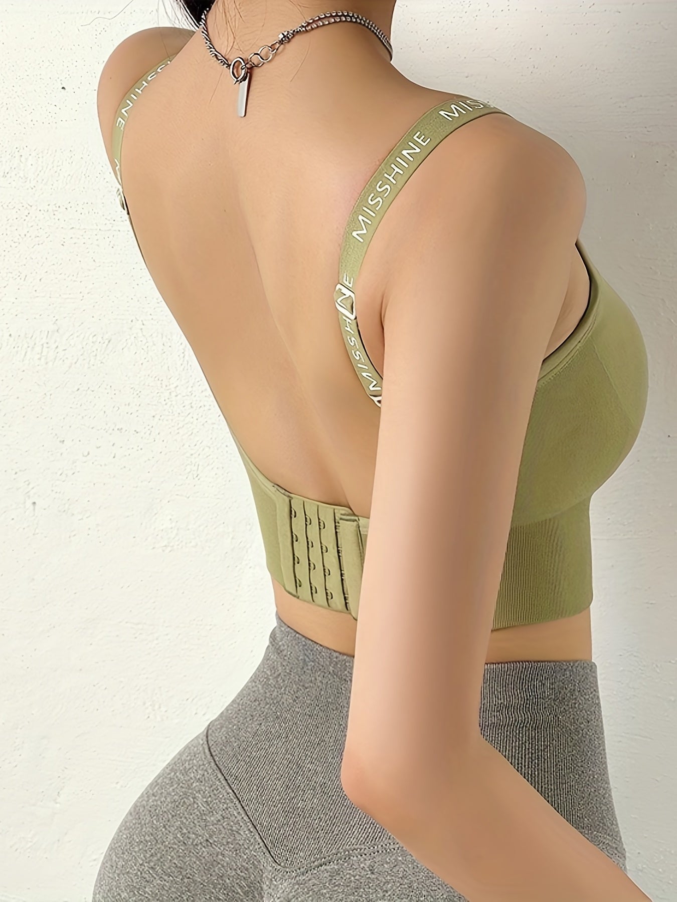 Women's Letter Print Wide Strap Sports Bra Yoga Tank Top