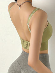 Women's Letter Print Wide Strap Sports Bra Yoga Tank Top