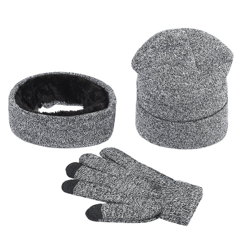 Men's Knitted Fleece Scarf Gloves Hat Set