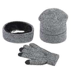 Men's Knitted Fleece Scarf Gloves Hat Set
