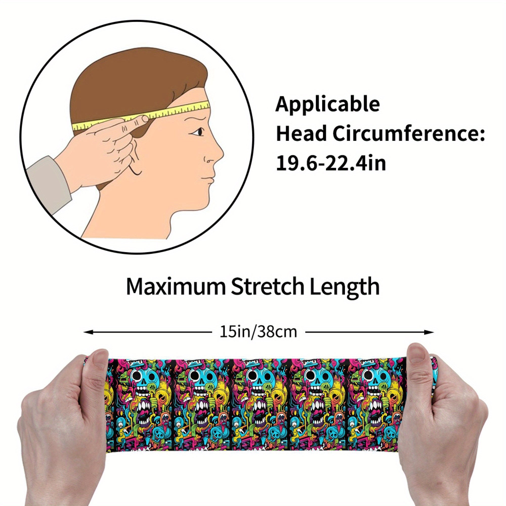 Neon Print Unisex Sports Headband Sweat Wicking Stretchy Polyester