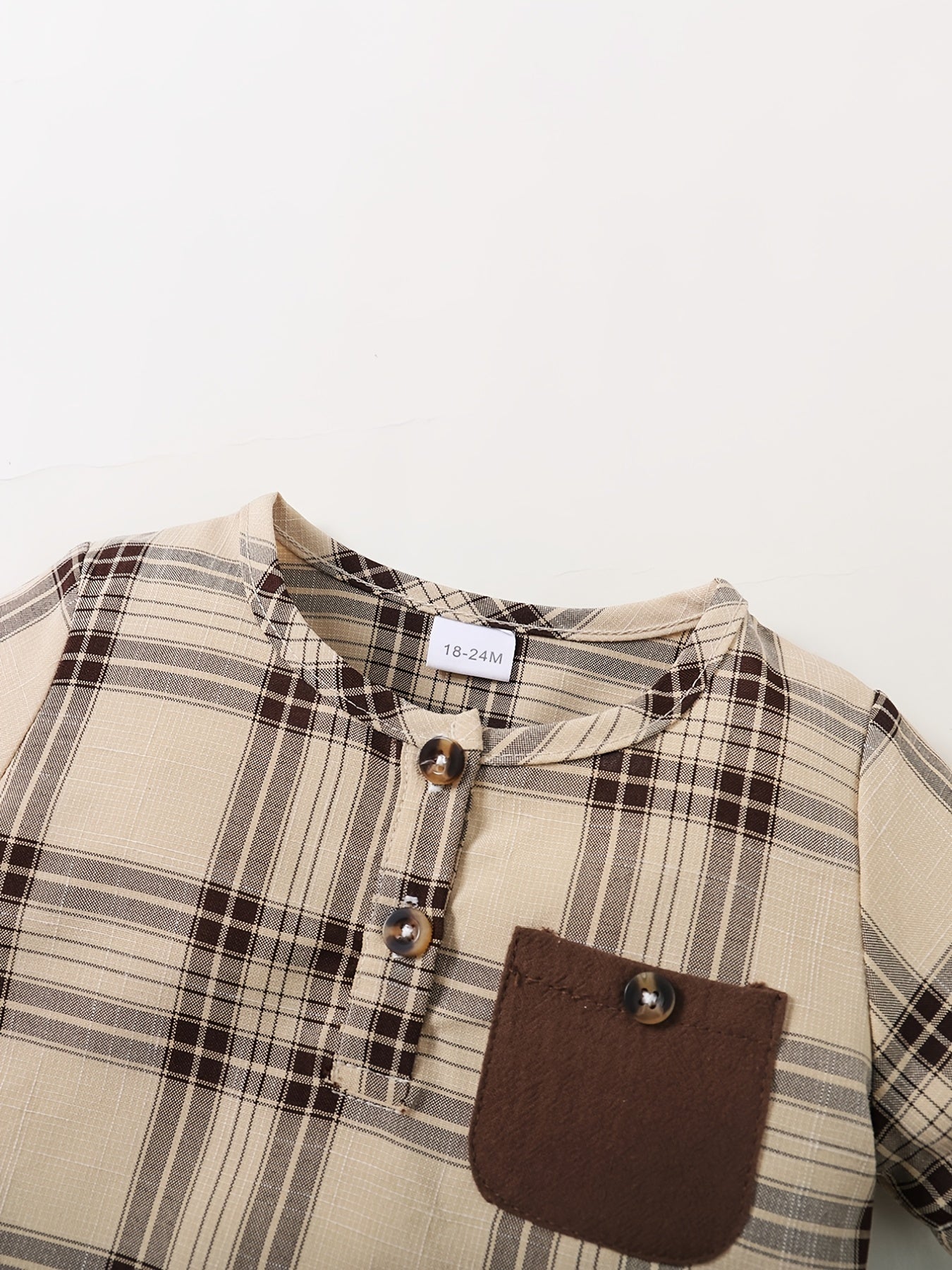 Boys Plaid Outfit Long Pants & Polo Shirt Short Sleeves Casual Kids Clothes