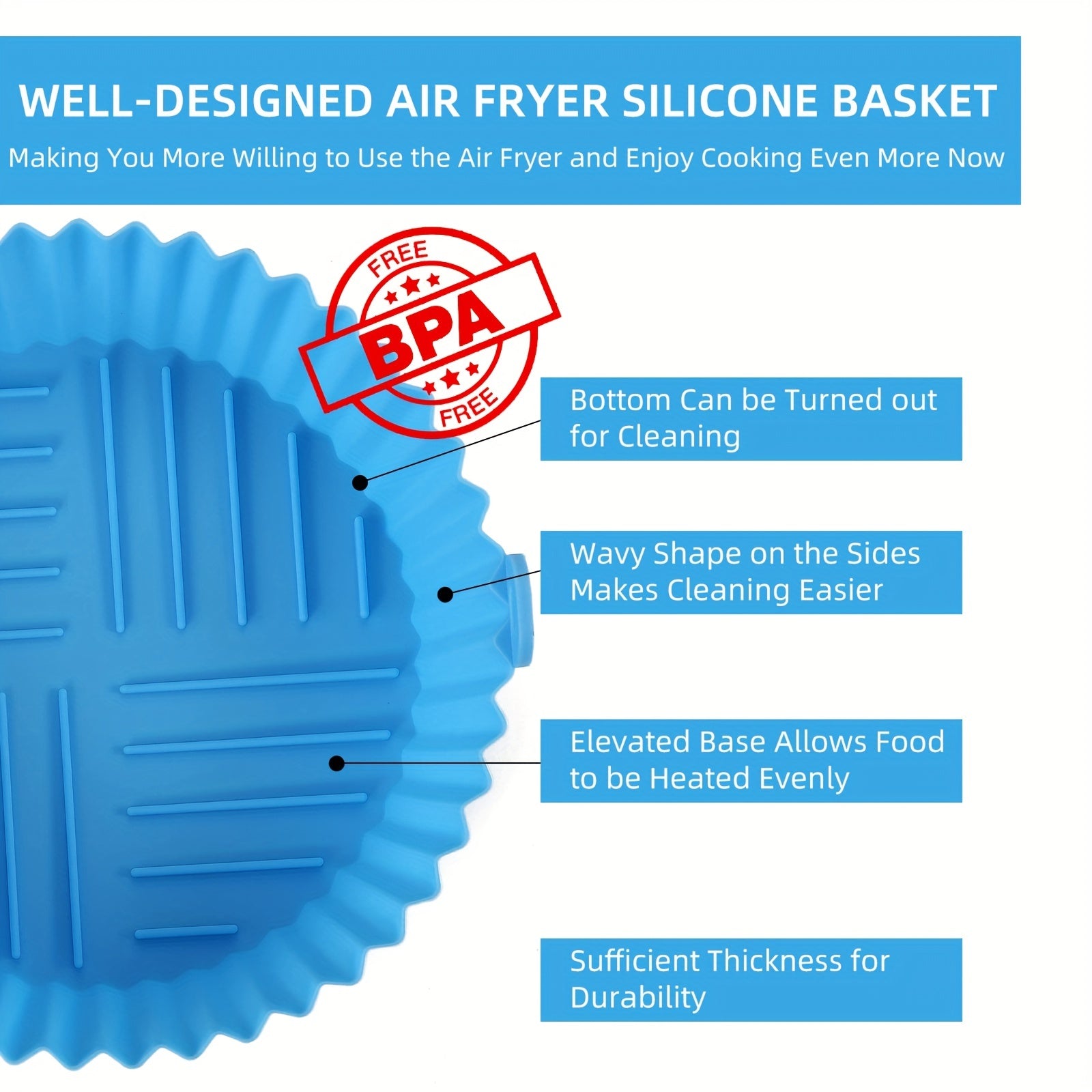 3pcs Air Fryer Silicone Liners Pot For 3-5 QT Air Fryer Reusable Baking Tray