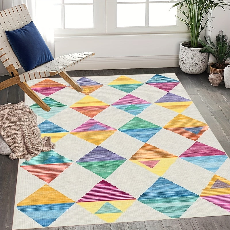 Colorful Rainbow Washable Area Rug Kids Room Stain Resistant Non Slip