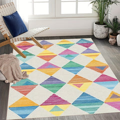 Colorful Rainbow Washable Area Rug Kids Room Stain Resistant Non Slip
