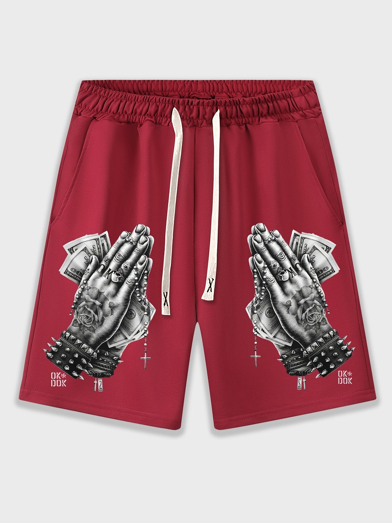 Men's Thin Prayer Hand Print Drawstring Shorts