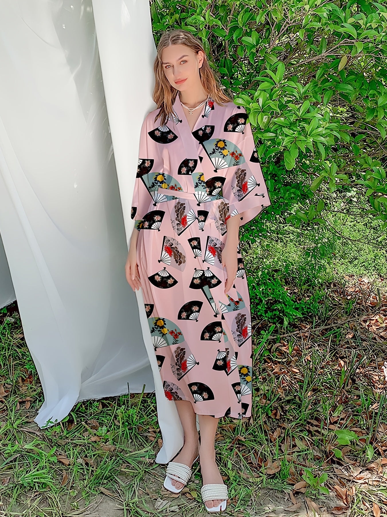 Women's V-Neck Lounge Robe with Belt
