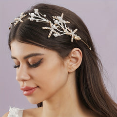 Faux Pearl Starfish Headband Bridal Hairband Set