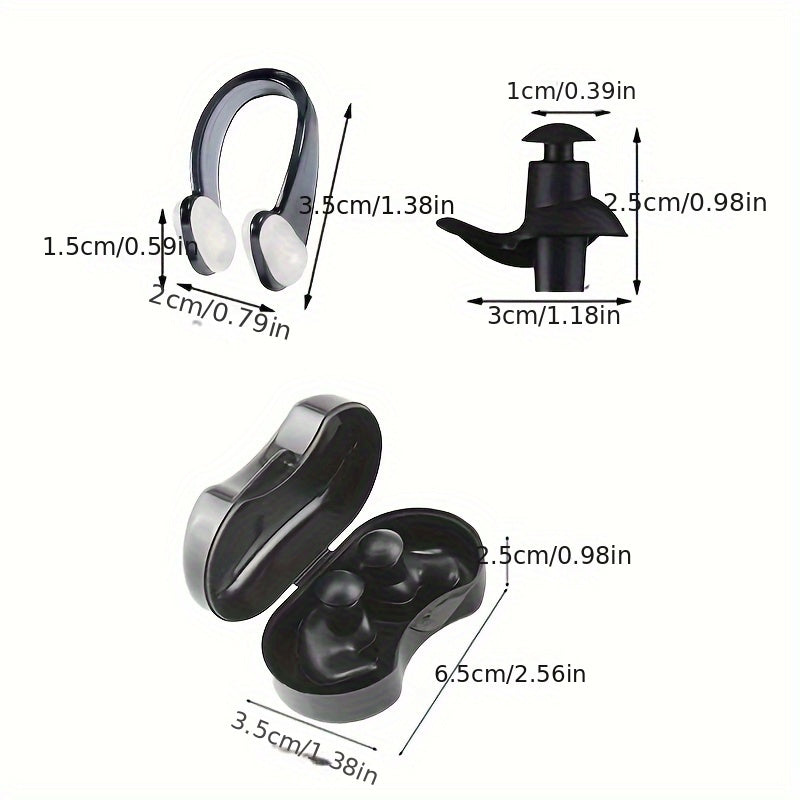 Swim Silicone Earplugs & Nose Clip Set for Water Sports