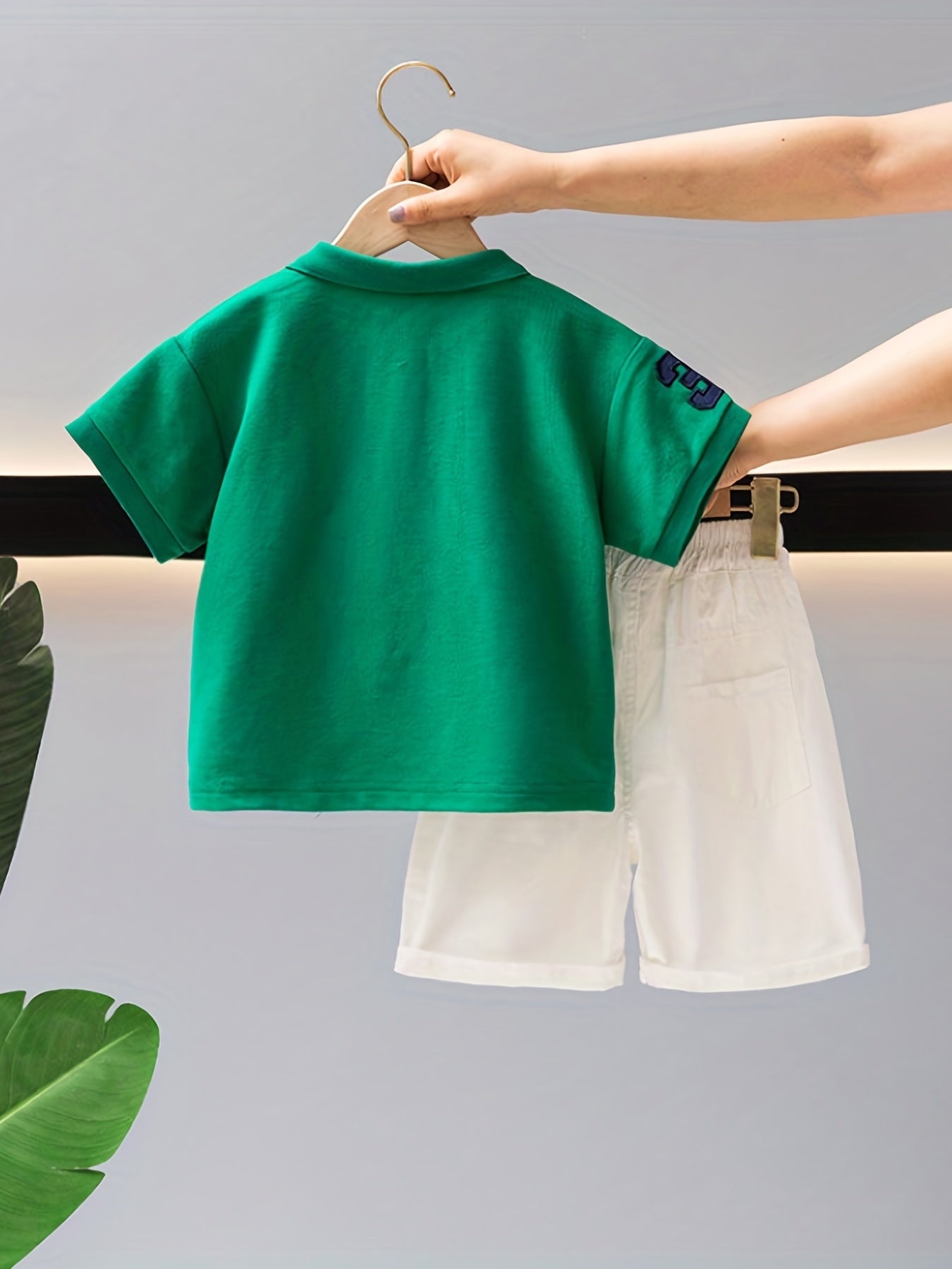 Boys' Horse Embroidery Polo Shirt & Cargo Shorts Set